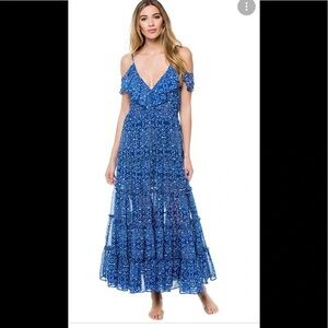 MISA Blue Floral Maxi Dress